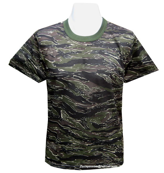 Mens US Army Style Tiger Stripe T-shirts.