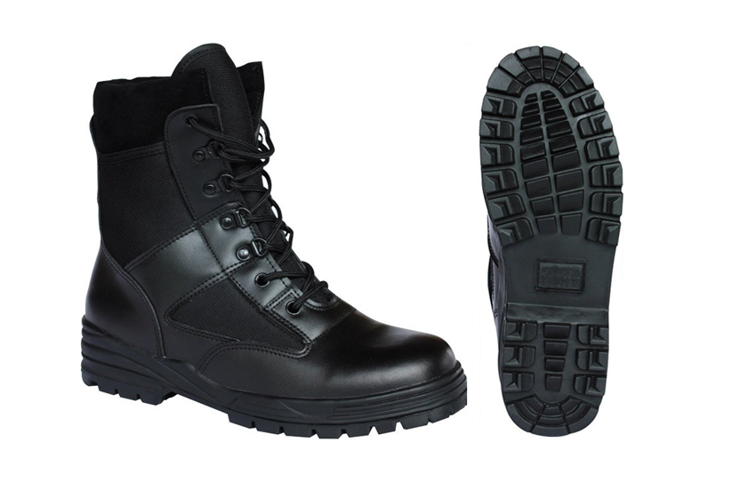 black steel patrolling boot