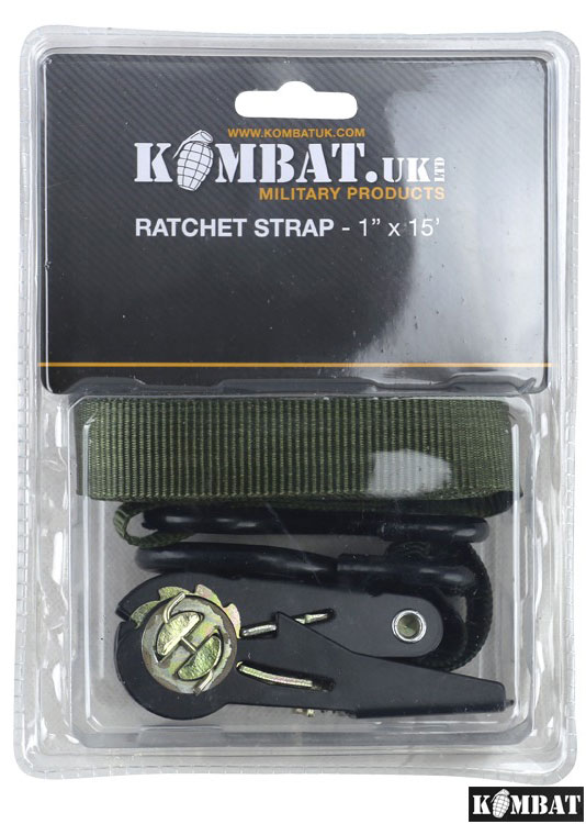 Kombat Army Combat Military Ratchet Camping Cargo Utility Strap Roof Rack Green