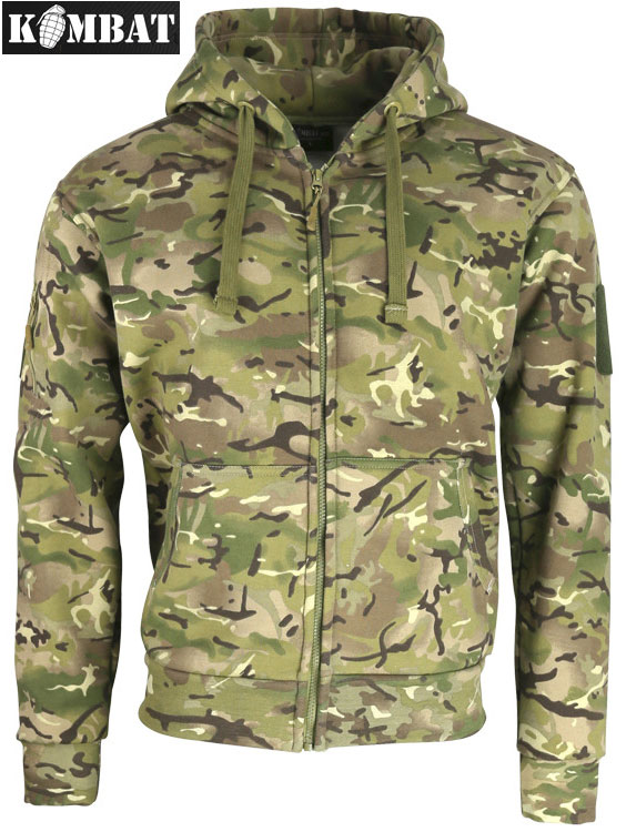 Mens Army Combat Military Spec Ops Hoodie Hooded Zip Top Jacket BTP Fleece Camo
