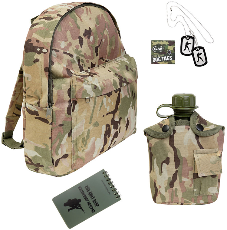 Boys Kids Army Multi Camo Patrol Back Pack Backpack School Bag Rucksack 15L Set